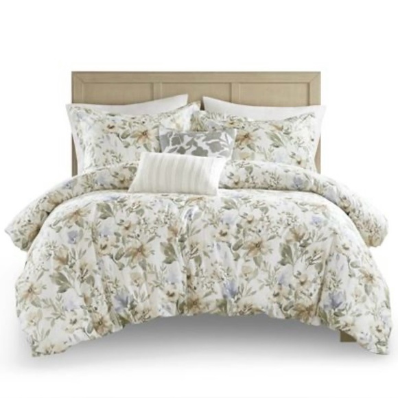 Harbor House Other - Harbor House Blue Herbal 5 Piece Cotton Sateen Print Duvet Set King NEW